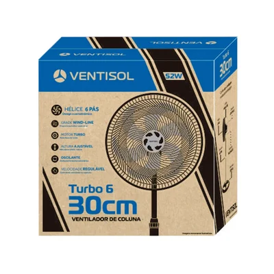 Ventilador Ventisol, de Coluna, Turbo, 6 pás, 30cm, Oscilante, 220V — foto 4