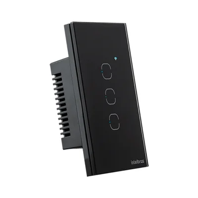 Interruptor Inteligente Intelbras, Ews 1003, Preto, Touch, Wi-fi, 3 Teclas