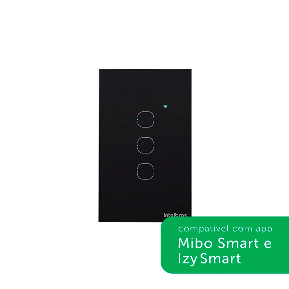 Imagem 3 de 5 do produto Interruptor Inteligente Intelbras, Ews 1003, Preto, Touch, Wi-fi, 3 Teclas
