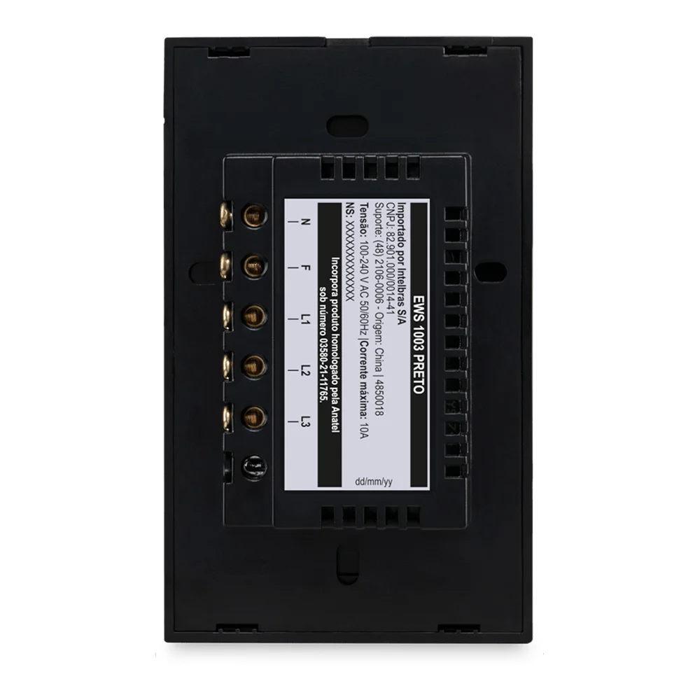 Imagem 5 de 5 do produto Interruptor Inteligente Intelbras, Ews 1003, Preto, Touch, Wi-fi, 3 Teclas