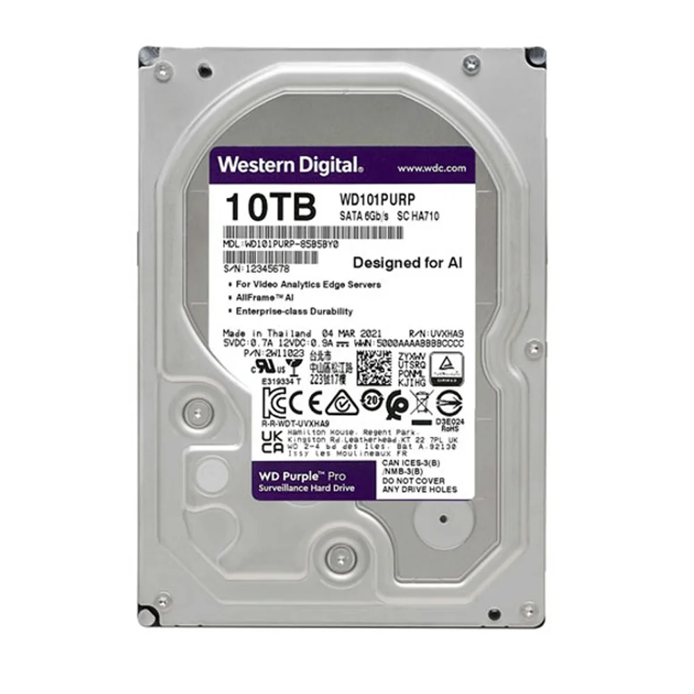【新品】WD Purple 10TB 内蔵型ハードディスクドライブ HD Interno Wd101purp KaBuM