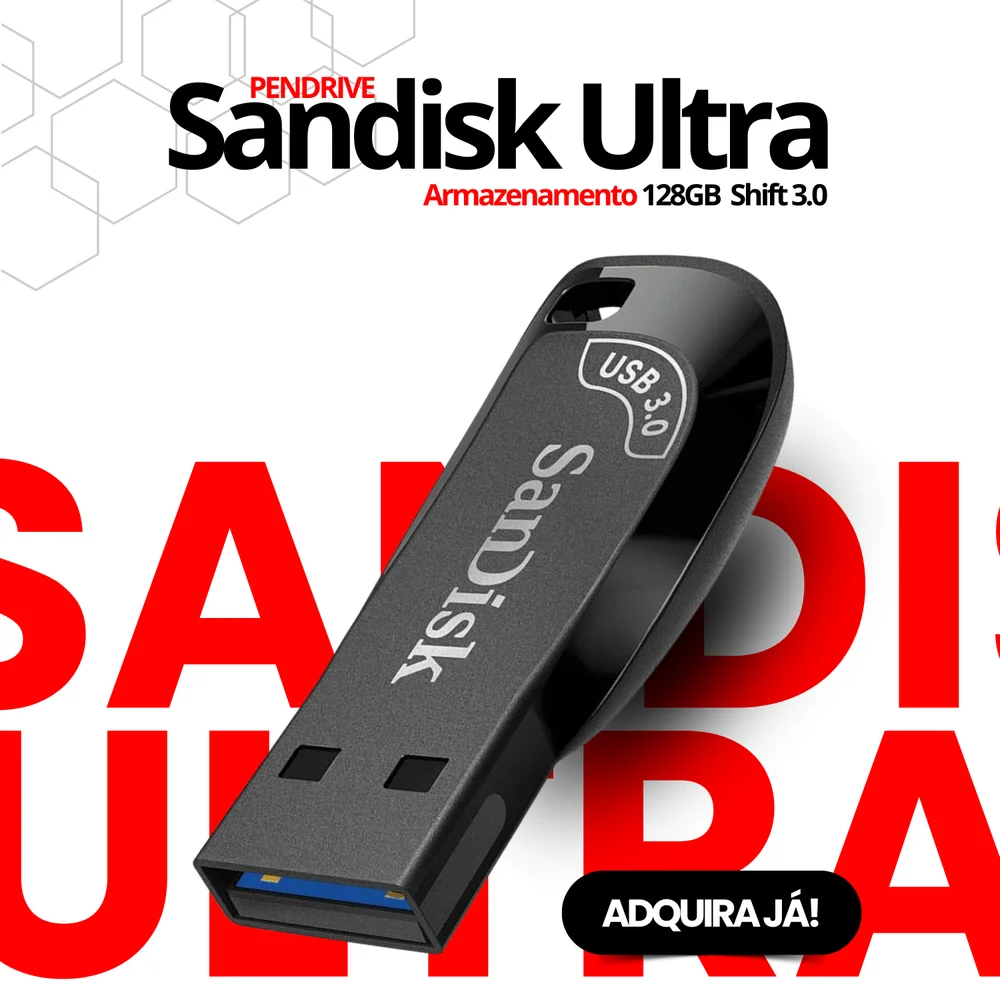 Pendrive 128GB Sandisk Z410 Ultra Shift USB KaBuM