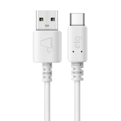Cabo Usb Tipo-c, Recarga E Sincronização, Carga Rápida 3a 15w, 1 Metro, Branco, Tcusb, Elg