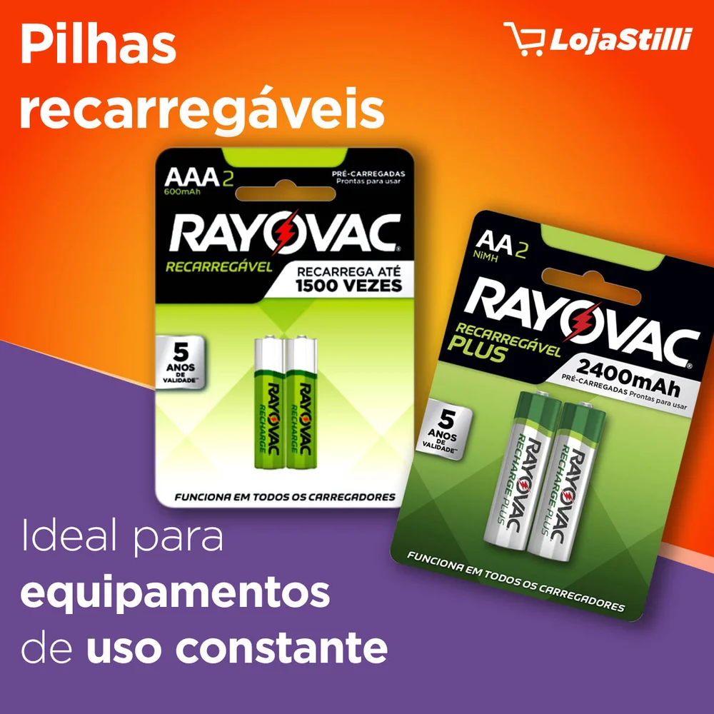Pilha Recarregavel Rayovac Eco Aaa Com 2 600Mah 55902