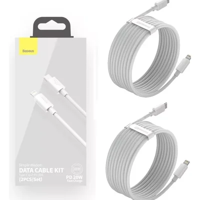Kit Com 2 Cabos Tipo C Para Lightning 1.5m Baseus Pd 20w Para Iphone Carregamento Rápido
