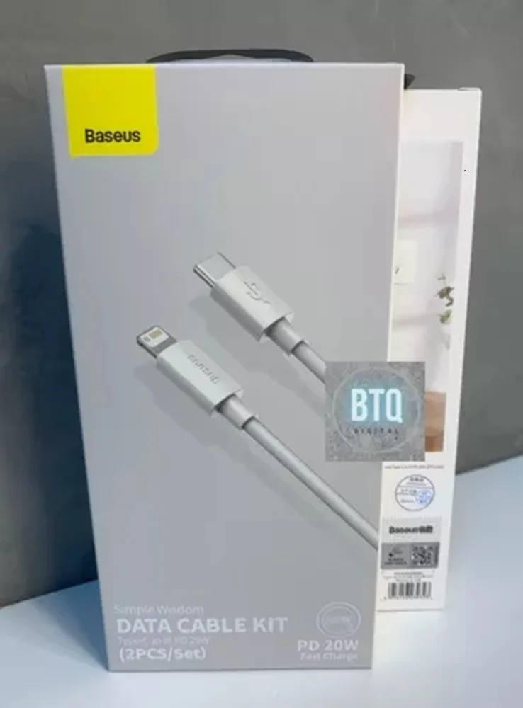 Imagem 3 de 5 do produto Kit Com 2 Cabos Tipo C Para Lightning 1.5m Baseus Pd 20w Para Iphone Carregamento Rápido