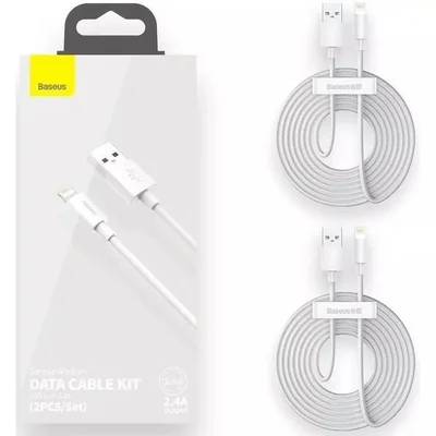 Kit Com 2 Cabos Para Iphone 1.5m Simple Wisdom Baseus Carregamento Turbo 480mbps Trasferência De Dados
