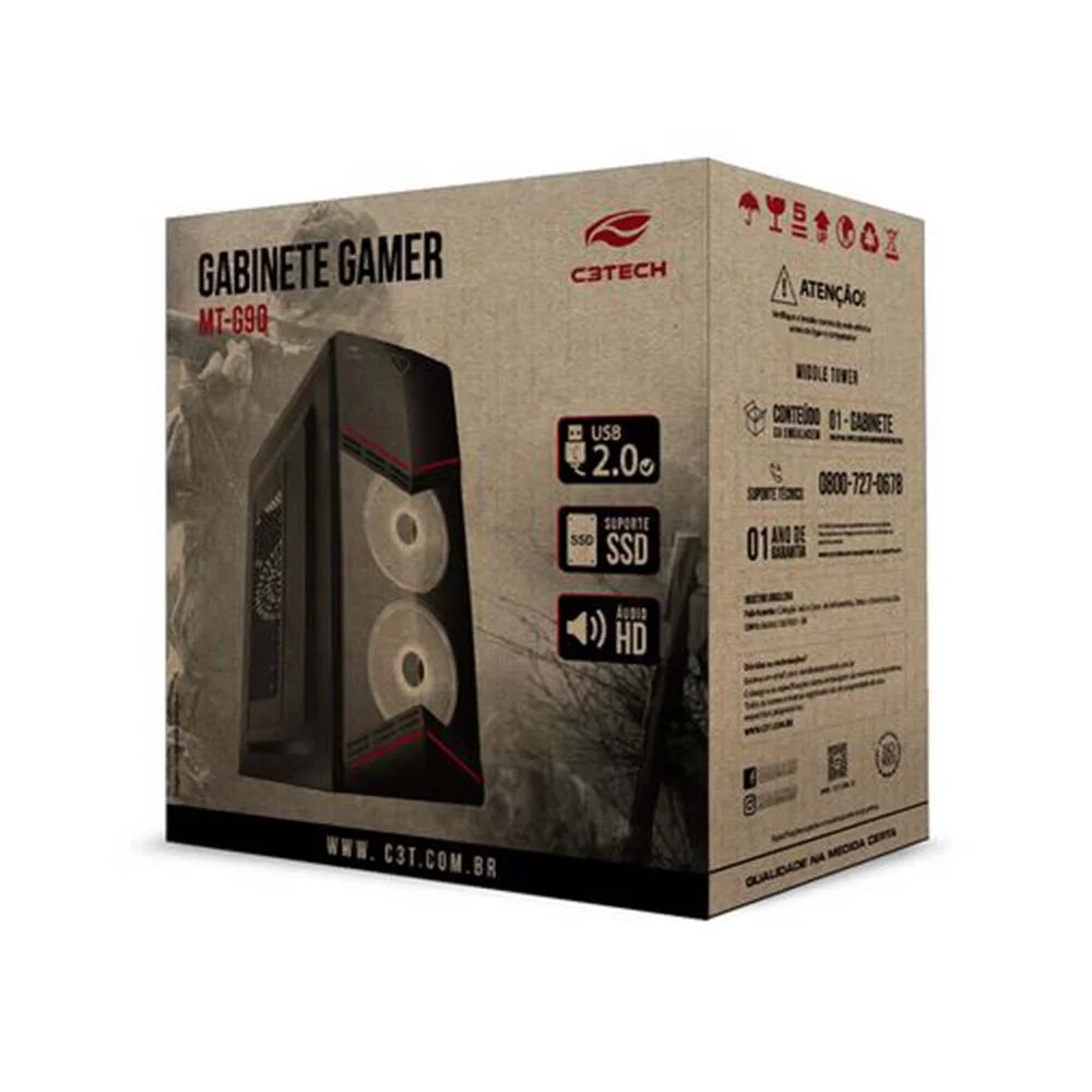 Imagem 5 de 5 do produto Gabinete Gamer Mt-g90 Sem Fonte Atx, Itx, Micro Atx C3tech