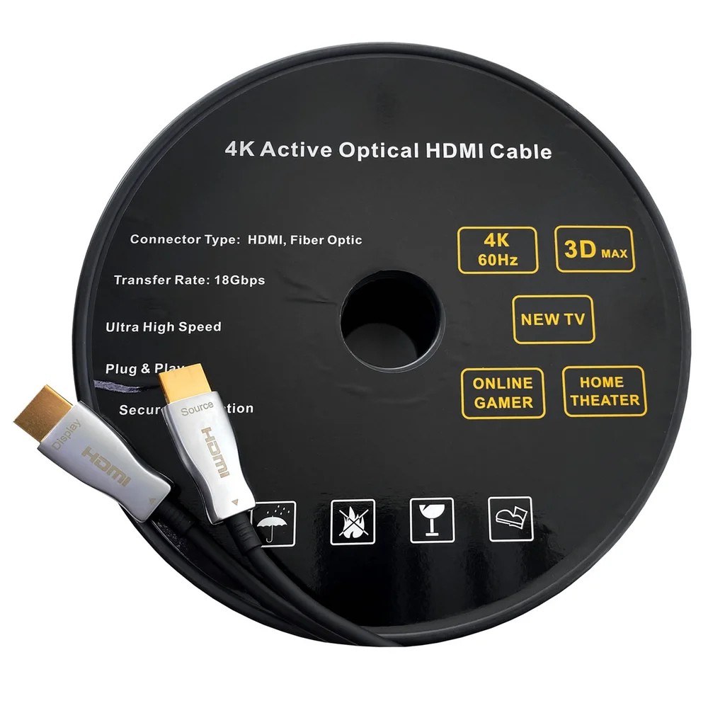 Imagem 2 de 5 do produto Cabo HDMI  Fibra Óptica 4k 18gb Hdr10 De 50 Metros