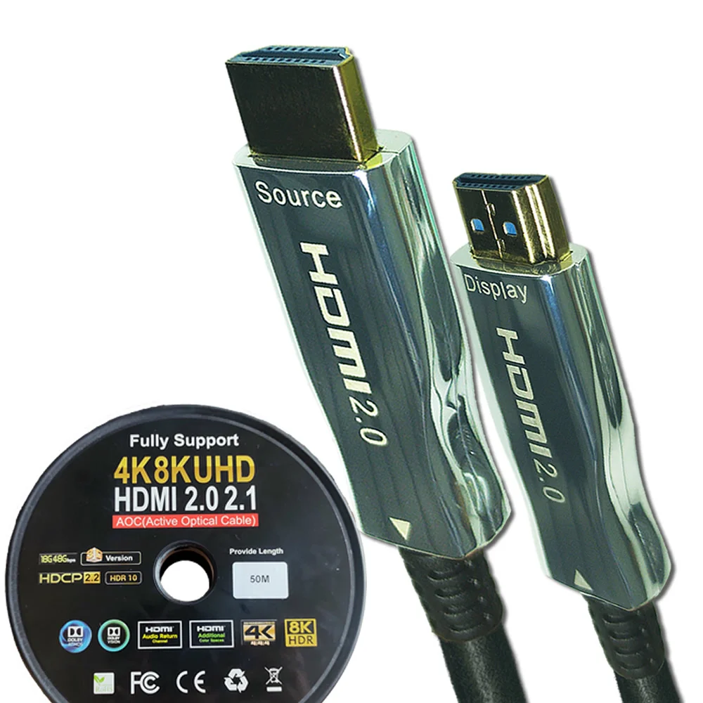 Imagem 4 de 5 do produto Cabo HDMI  Fibra Óptica 4k 18gb Hdr10 De 50 Metros