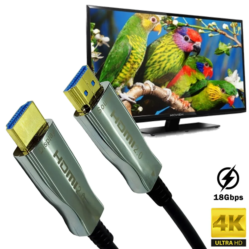 Imagem 2 de 5 do produto Cabo HDMI 2.0 HDR 4K Fibra Óptica 18Gbps 60 Metros