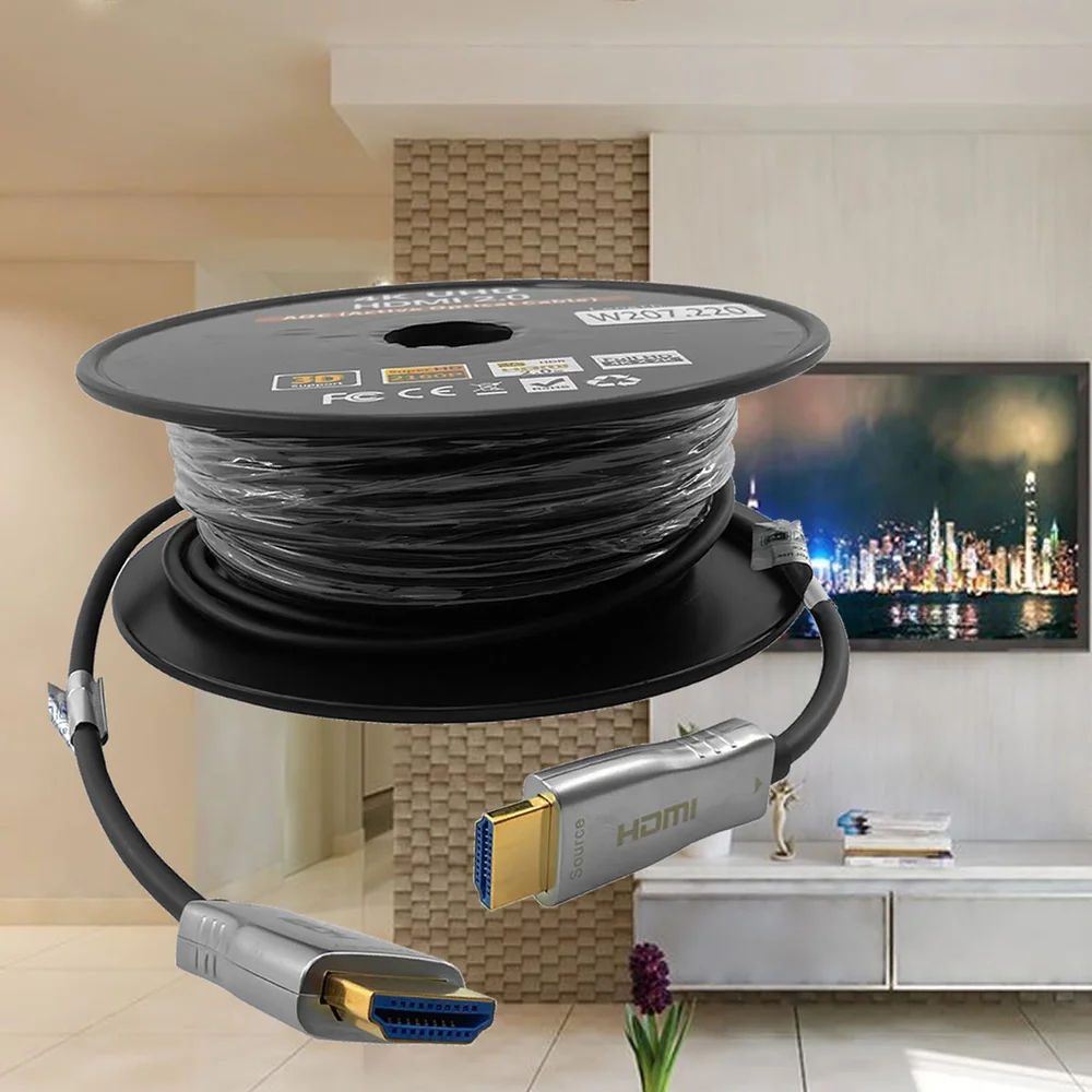 Imagem 3 de 5 do produto Cabo HDMI 2.0 HDR 4K Fibra Óptica 18Gbps 60 Metros