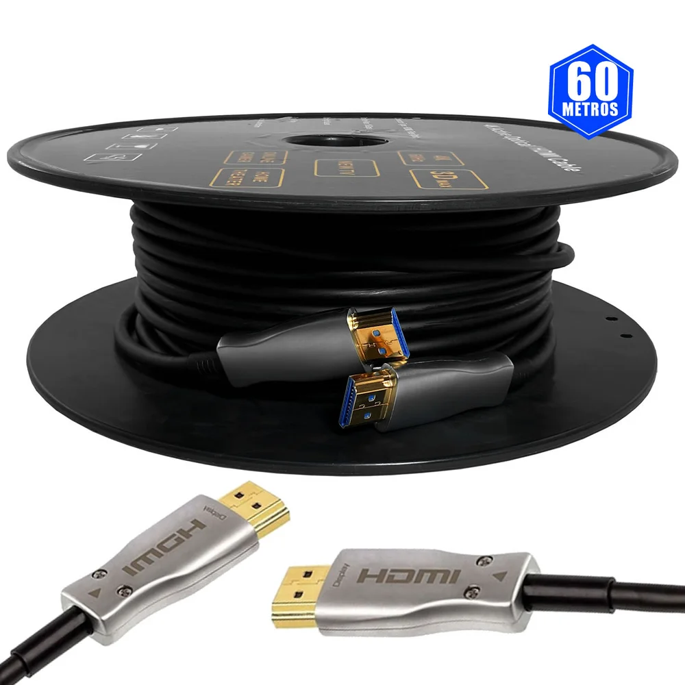 Imagem 5 de 5 do produto Cabo HDMI 2.0 HDR 4K Fibra Óptica 18Gbps 60 Metros