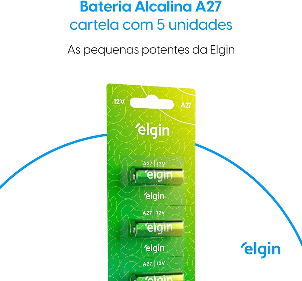 Bateria Elgin Alcalina Energy Modelo A27 12v Cartela C/5 Uni Bateria Elgin Alcalina Energy Modelo A27 12v Cartela C/5 Uni