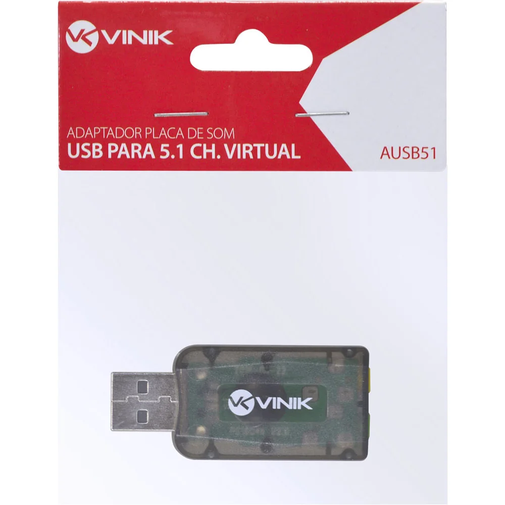 Imagem 2 de 3 do produto Adaptador Placa De Som Usb 5.1 Canais Virtual Ausb51
