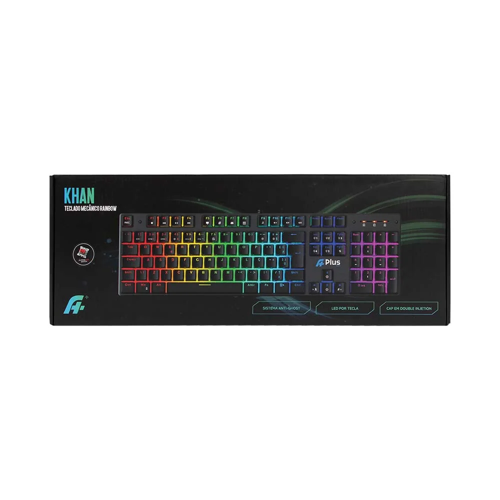 Imagem 4 de 4 do produto Teclado Mecânico Gamer Aplus Tech Khan Rainbow, ABNT2, Switch Outemu Blue, Preto - Ap-kb-3992.