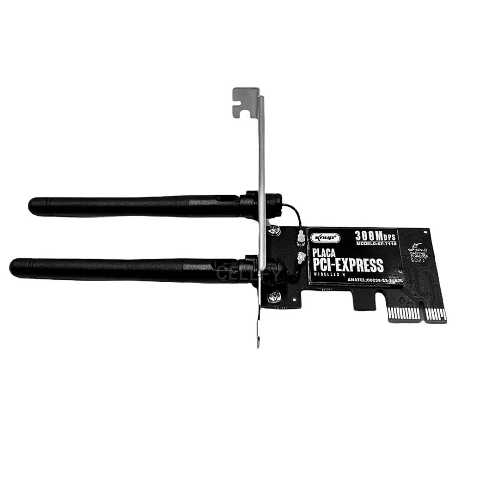 Imagem 2 de 5 do produto Placa De Rede Knup Pci -e X1 300mbps Wifi 2 Antena Kp-t118