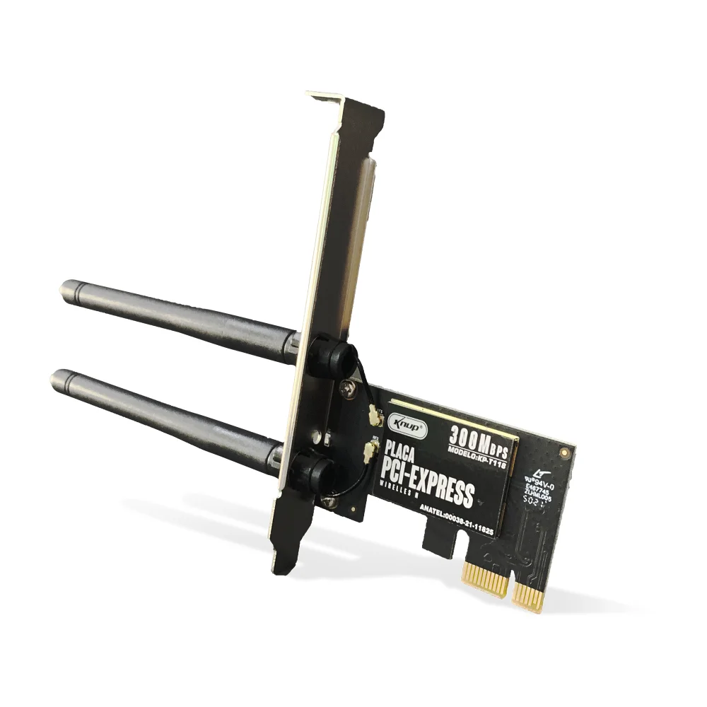 Imagem 3 de 5 do produto Placa De Rede Knup Pci -e X1 300mbps Wifi 2 Antena Kp-t118