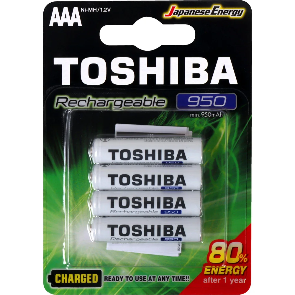 Pilha Recarregável Aaa Toshiba, 1.2v 950mah, Tnh3gae, cartela Com 4 Unid. Pilha Recarregável Aaa Toshiba, 1.2v 950mah, Tnh3gae, cartela Com 4 Unid.