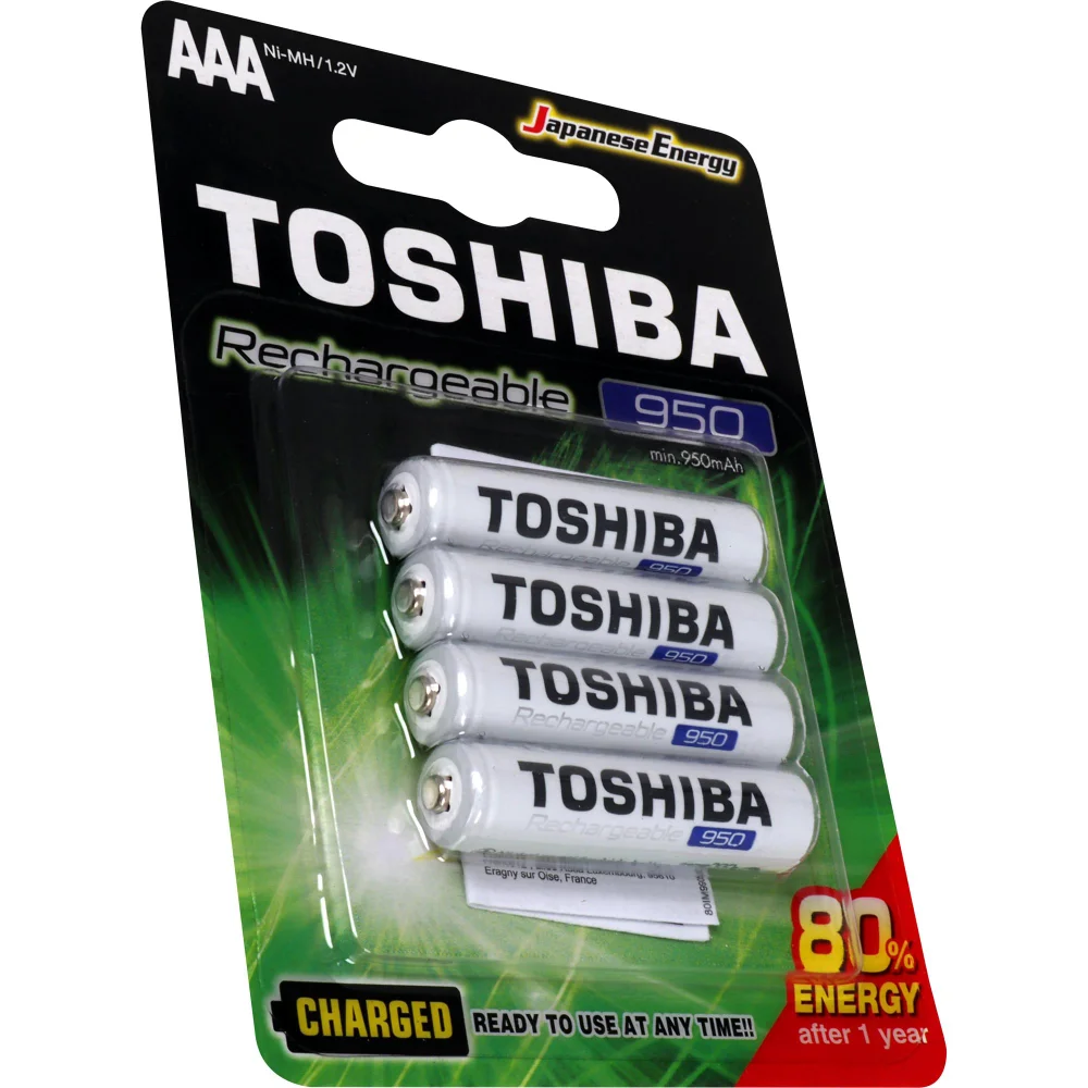 Pilha Recarregável Aaa Toshiba, 1.2v 950mah, Tnh3gae, cartela Com 4 Unid. Pilha Recarregável Aaa Toshiba, 1.2v 950mah, Tnh3gae, cartela Com 4 Unid.