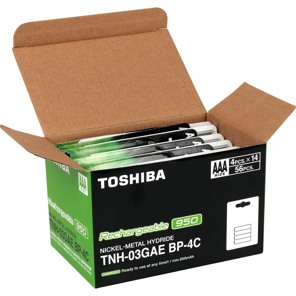 Pilha Recarregável Aaa Toshiba, 1.2v 950mah, Tnh3gae, cartela Com 4 Unid. Pilha Recarregável Aaa Toshiba, 1.2v 950mah, Tnh3gae, cartela Com 4 Unid.