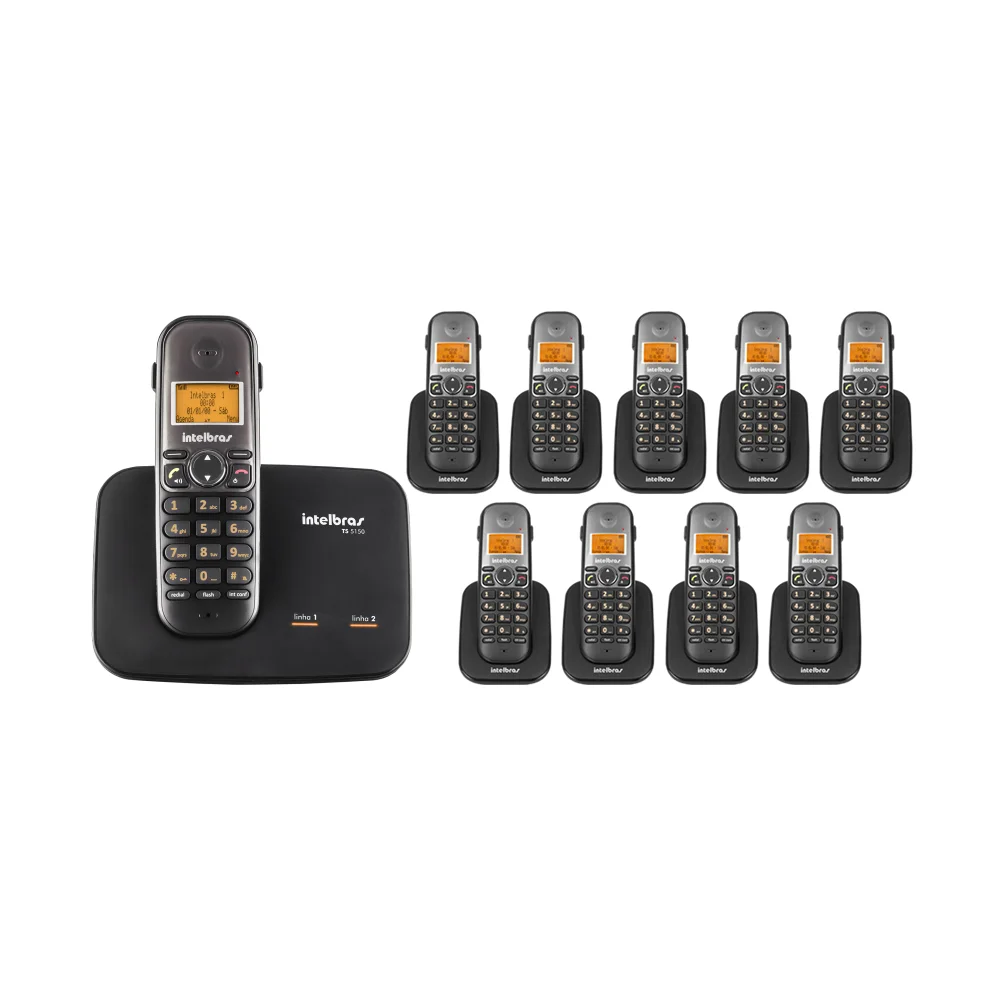 Kit Telefone 2 Linhas Ts 5150 + 9 Ramais Ts 5121 Intelbras Kit Telefone 2 Linhas Ts 5150 + 9 Ramais Ts 5121 Intelbras