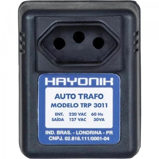 Imagem 3 de 5 do produto Auto Transformador Hayonik Parede 220/127vac 30va Trp 3011 Preto