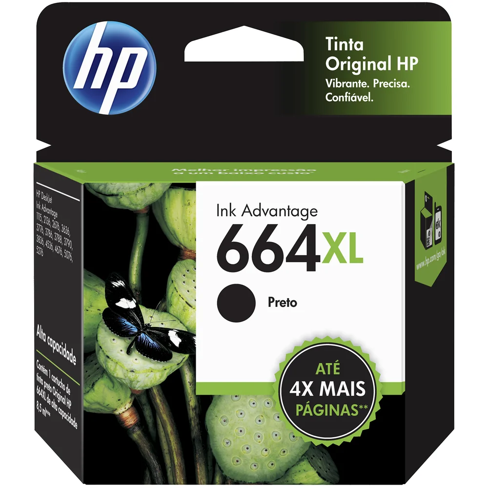 Cartucho HP 664XL Jato de Tinta Preto 85ml KaBuM