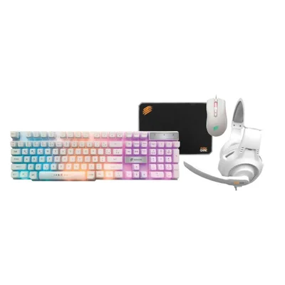 Kit Gamer OEX Tm306, Thunder, 4 Em 1, Teclado + Headset + Mouse +  Mousepad - Branco