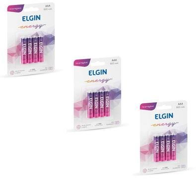 Kit Com 3 Cartelas De Pilhas Recarregaveis Aaa 900mah C/4 82169 Elgin