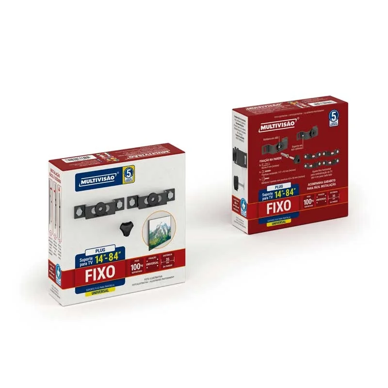 Imagem 2 de 5 do produto Suporte Fixo Universal Para Tv Plug-pr De 14 A 84 Multivisao
