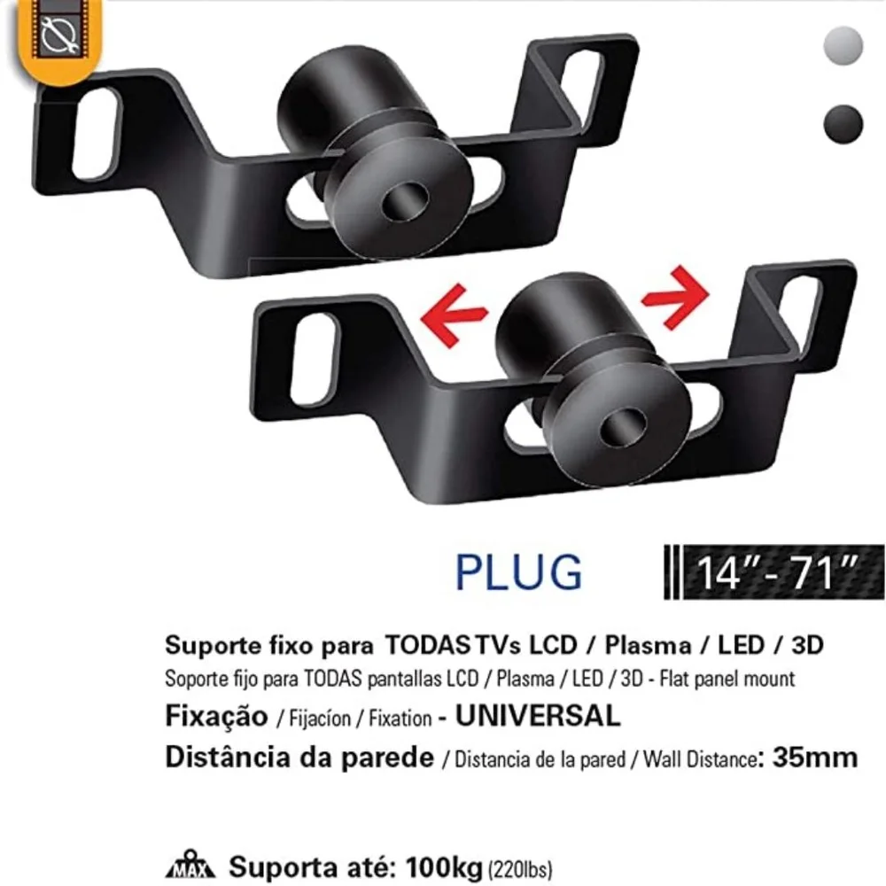 Imagem 5 de 5 do produto Suporte Fixo Universal Para Tv Plug-pr De 14 A 84 Multivisao