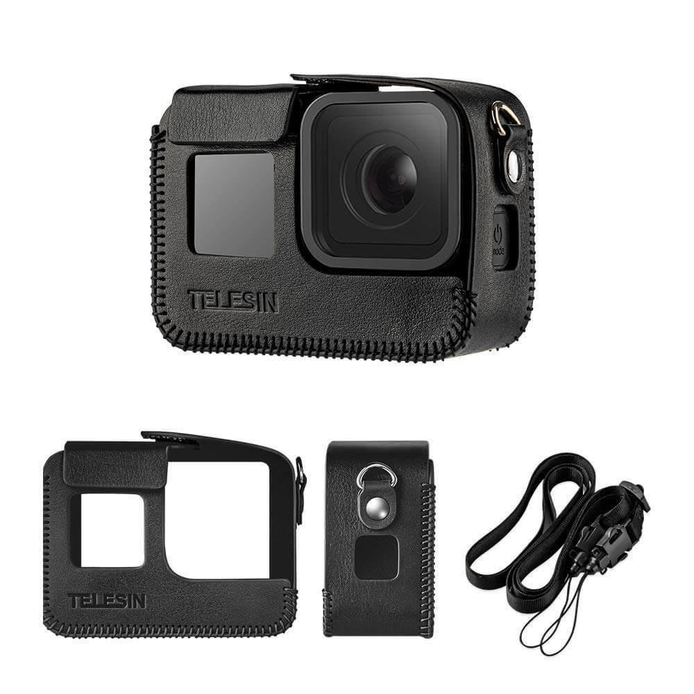 Case Gopro Hero 8 Black Em Material Sintético Com Cordão Pescoço Telesin Cor Preto
