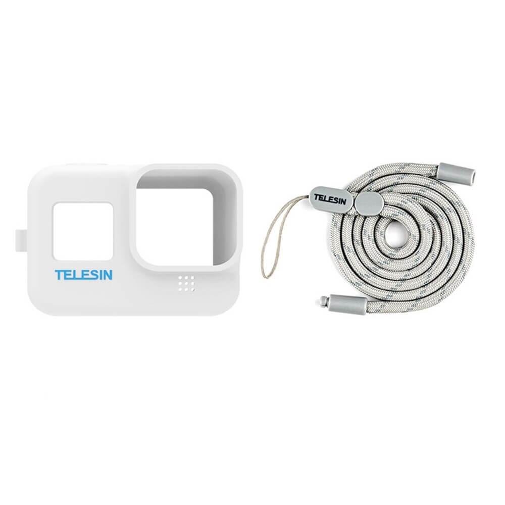 Capa De Silicone Para Gopro Hero 8 Black + Cordão Ajustável Telesin Cor Branco