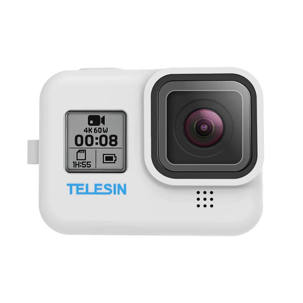 Capa De Silicone Para Gopro Hero 8 Black + Cordão Ajustável Telesin Cor Branco