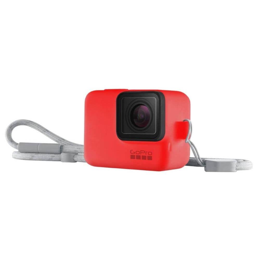 Capa Silicone Gopro Hero 7 6 5 Black + Cordão Ajustável - Sleeve + Lanyard Cor Vermelho Claro