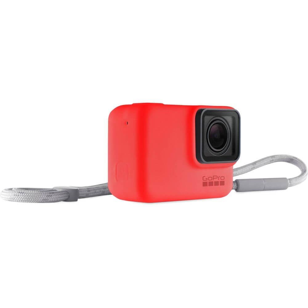 Capa Silicone Gopro Hero 7 6 5 Black + Cordão Ajustável - Sleeve + Lanyard Cor Vermelho Claro