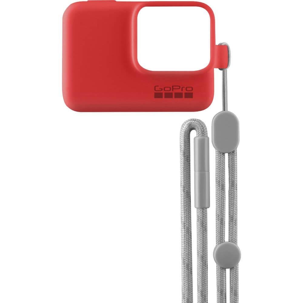Capa Silicone Gopro Hero 7 6 5 Black + Cordão Ajustável - Sleeve + Lanyard Cor Vermelho Claro