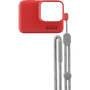 Capa Silicone Gopro Hero 7 6 5 Black + Cordão Ajustável - Sleeve + Lanyard Cor Vermelho Claro