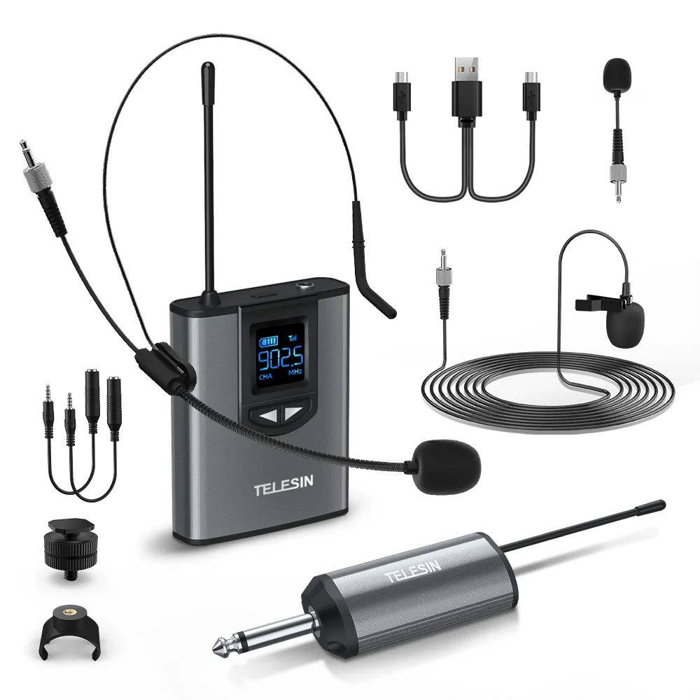 Imagem 3 de 5 do produto Sistema De Microfone Sem Fio Com Transmissor E Receptor Uhf - Telesin