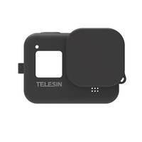 Capa De Silicone Para Gopro Hero 8 Black + Cordão + Tampa - Telesin Cor Preto