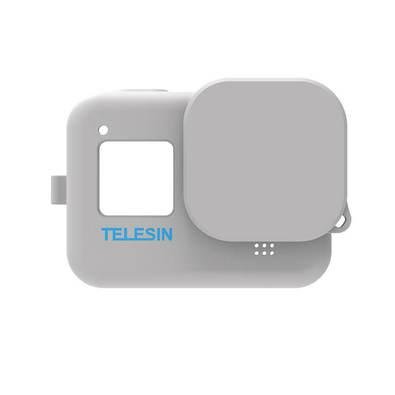 Capa De Silicone Para Gopro Hero 8 Black + Cordão + Tampa - Telesin Cor Cinza