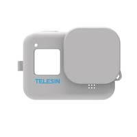 Capa De Silicone Para Gopro Hero 8 Black + Cordão + Tampa - Telesin Cor Cinza