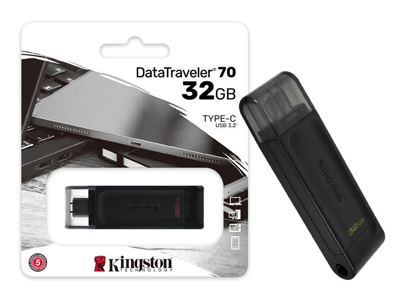 Imagem 3 de 4 do produto Pen Drive 32GB, Kingston, USB-C 3.2, Datatraveler 70  Usb-c 3.2 Gen 1