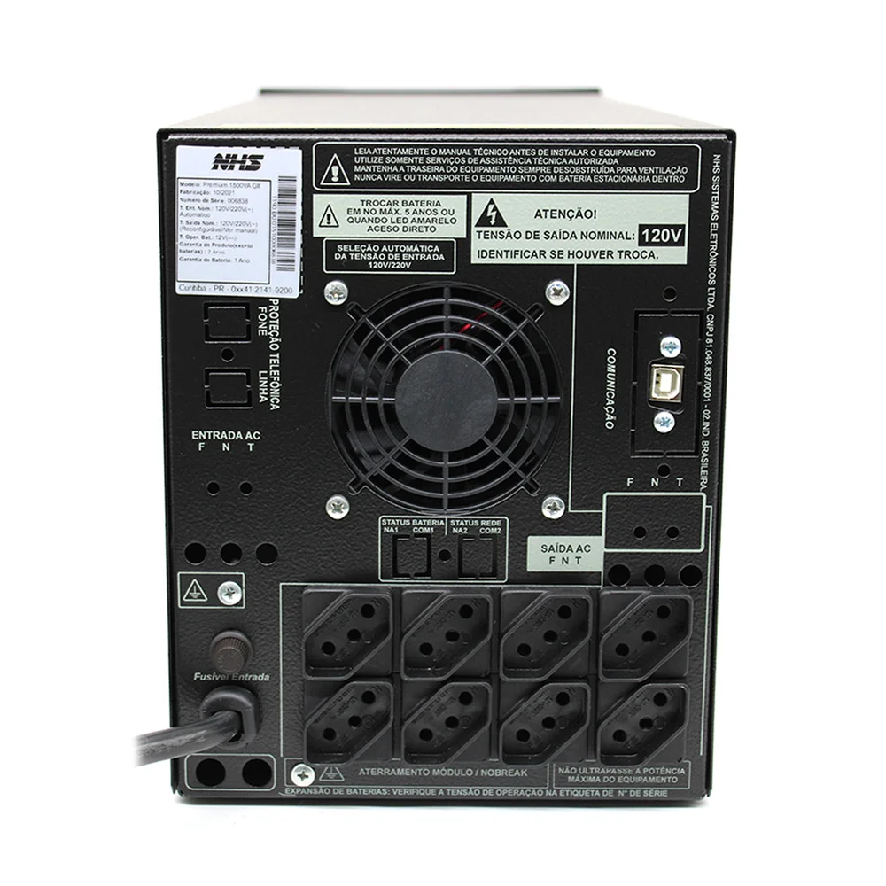 Imagem 2 de 5 do produto Nobreak NHS Premium 1500VA GII, Bivolt Aut., 8 Tomadas, Bateria Estacionária 1x58AH - 90.D0.015100