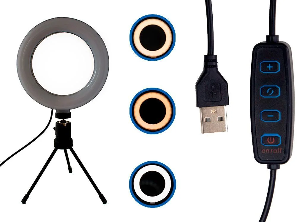 Imagem 4 de 4 do produto Ring Light Led Iluminador 6 Portátil Para Celular Com Tripé