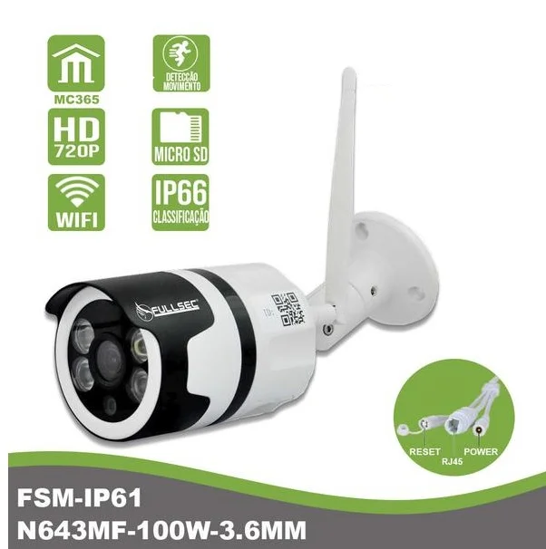 Imagem 2 de 2 do produto Cftv Fullsec Camera Ip Bullet 2mp Full Hd 1080p 30 Metros Onvif 1/3 3.6mm Fs-ip62w.