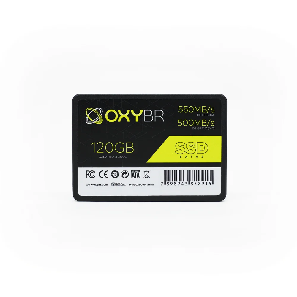 SSD 120GB Oxybr, Sata 3, Leitura 550Mb/s E Gravação 450Mb/s