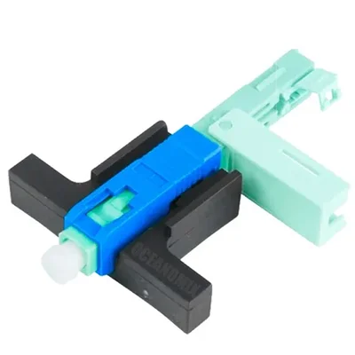 Conector Óptico Tipo Fast Com Trava One Click Sc/apc Azul.