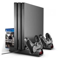 Base Vertical Multiuso, Para Ps4, Com Cooler + Carregador Duplo, Com Led